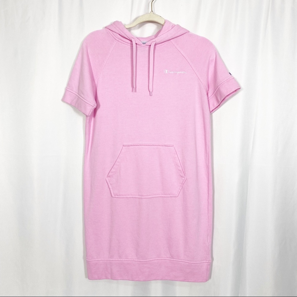 Champion Short Sleeve Hoodie Dress: Beloved Orchid Pink
